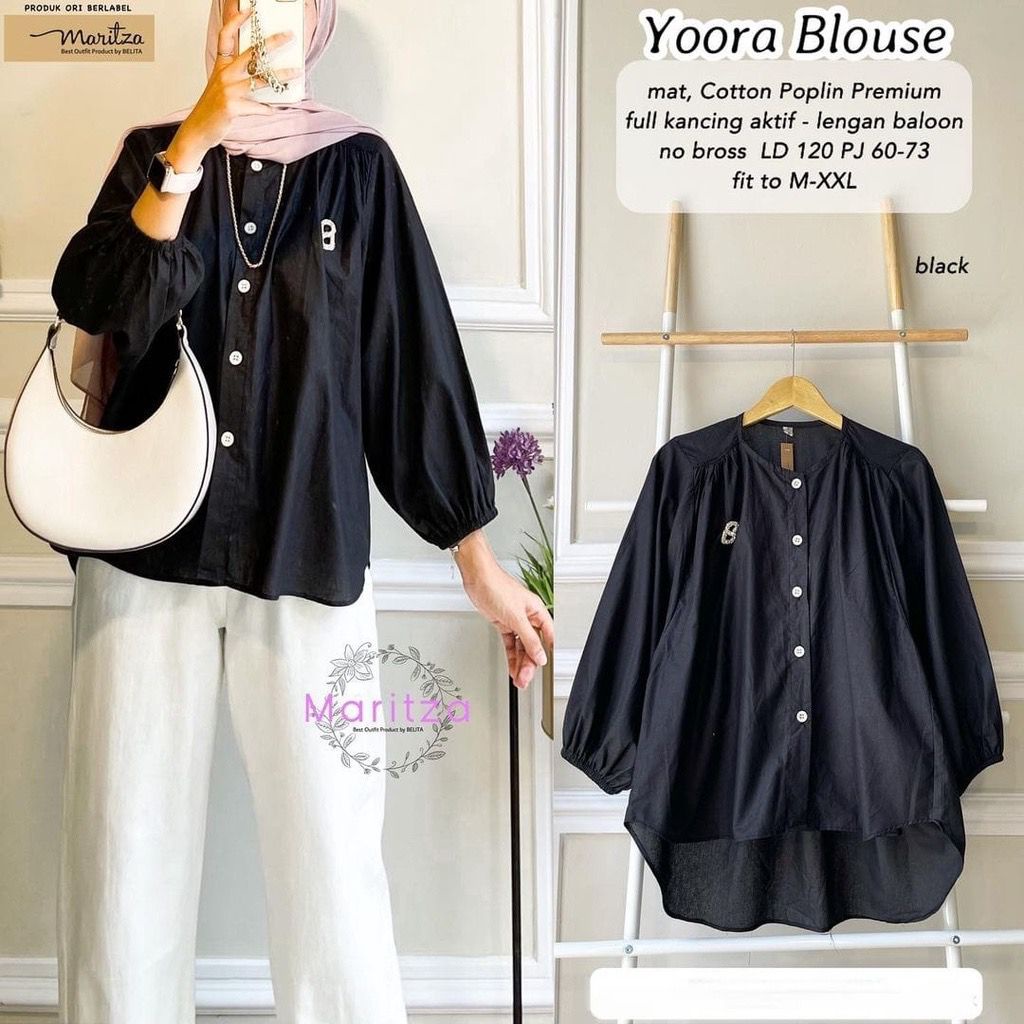 Yoora Blouse Bahan Katun Paris LD 120 / BAJU BLOUSE WANITA JUMBO BIG SIZE TO XXXL - ATASAN LENGAN PANJANG