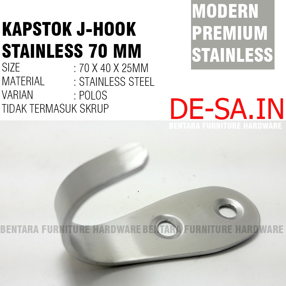 70 MM Kapstok J-Hook Toilet Satu Kait Stainless Steel - Cantolan Gantungan Handuk Hook Baju
