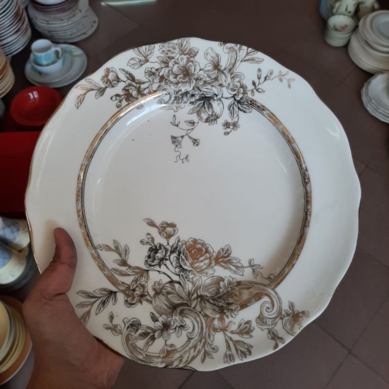 FLOWER DINNER SET PIRING KERAMIK SANGO MOTIF BUNGA KLASIK VINTAGE ANTIK KOLEKSI