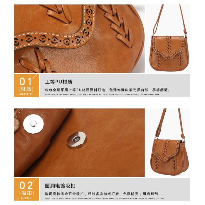 TAS SELEMPANG TA015B7 WANITA RENDARI COKLAT FASHION MURAH BATAM IMPORT KOREA SLING BAG KULIT IMPORT