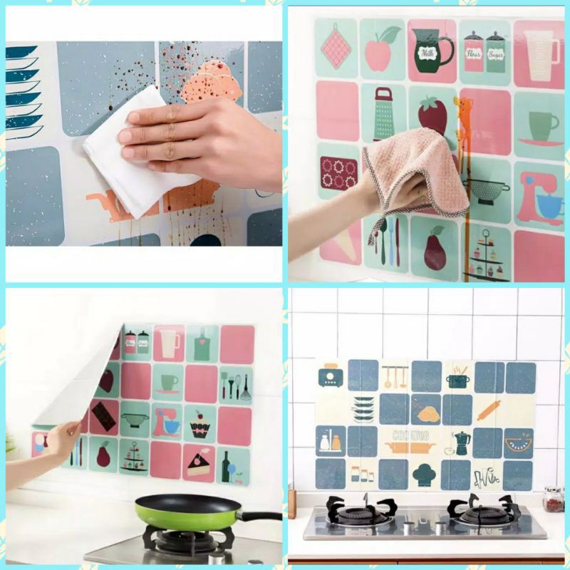 Wallpaper Sticker Dapur Anti Minyak &amp; Anti Api Aluminium Foil