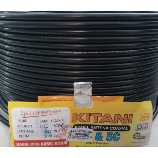 Kabel parabola RG6 KITANI permeter serabut dan kawat tembaga