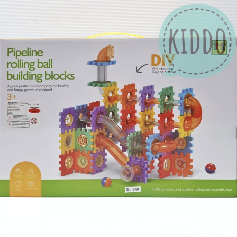 Mainan edukasi marble run building block - marble run pipeline - GS
