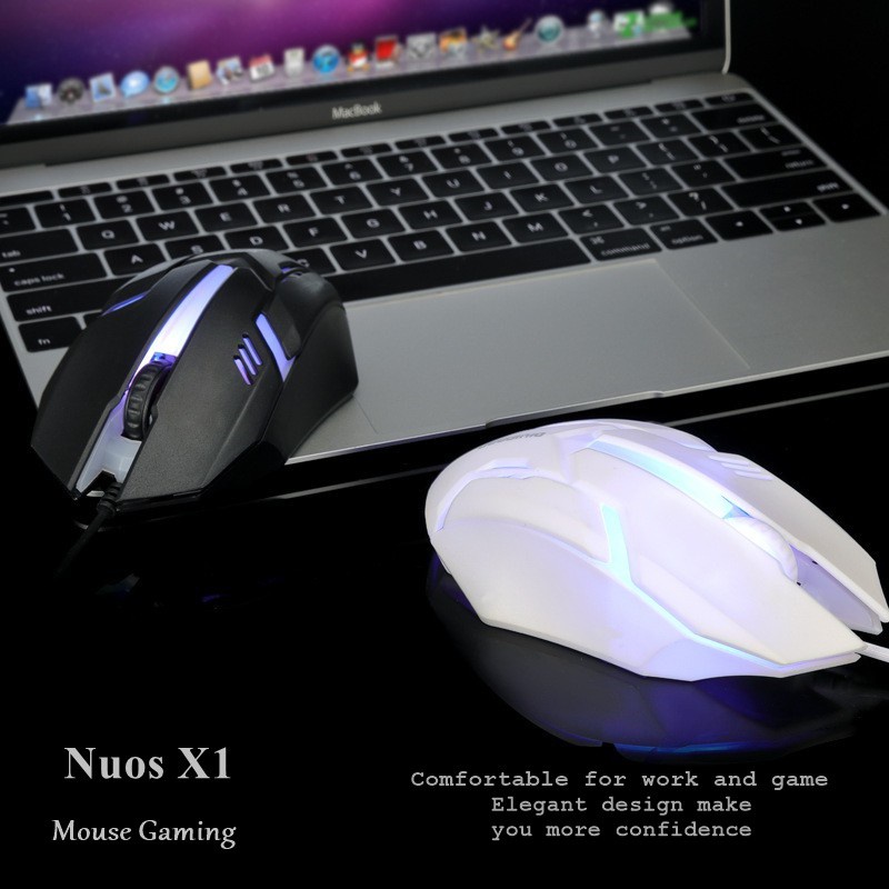 Mouse Gaming LED RGB Nous X1 Gamers - Mouse Kabel - Mouse Nuos Gaming