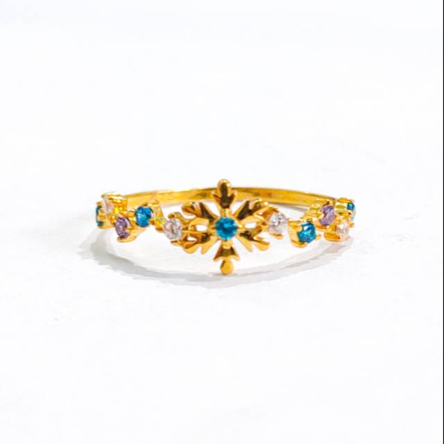 Cincin wanita model frozen listring emas asli