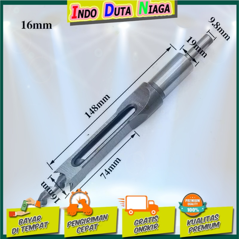 JUSTINLAU Mata Bor Putar Pahat Mortising Bobok Kayu HSS 16mm - FKDB16