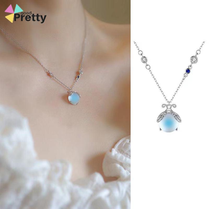 Moonstone Firefly Kalung Wanita Senior Rantai Klavikula Siswa Hadiah Ulang Tahun Desain Niche - PD