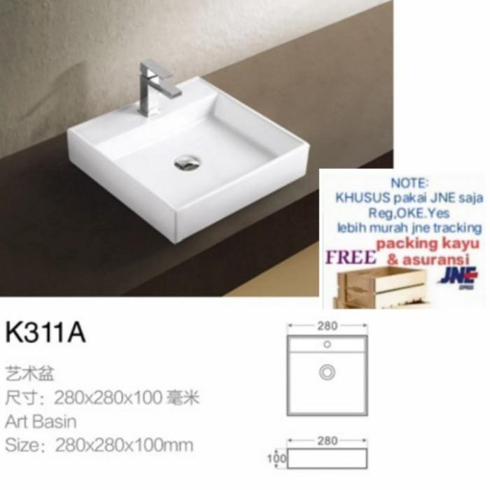 Washtafel Wastafel Kotak Mini 28Cm Wikea Impor White Sink Cuci Tangan Keramik