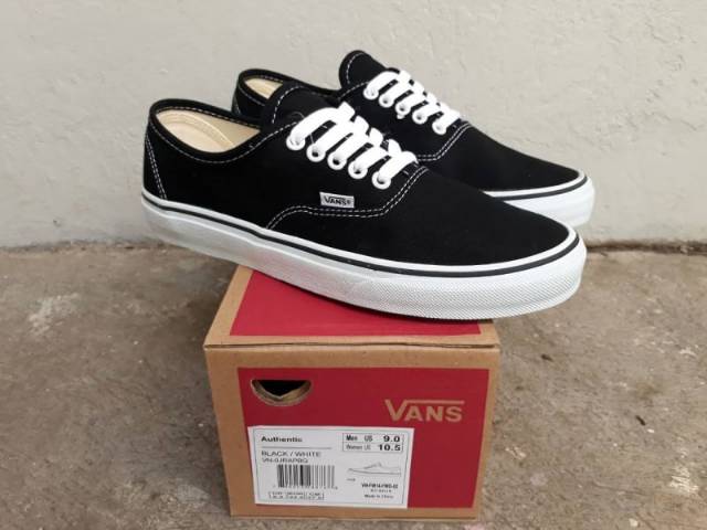 VANS AUTHENTIC CLASSIC BLACK WHITE UNISEX SEPATU VANS PREMIUM BNIB MADE IN CHINA WAFFLE DT