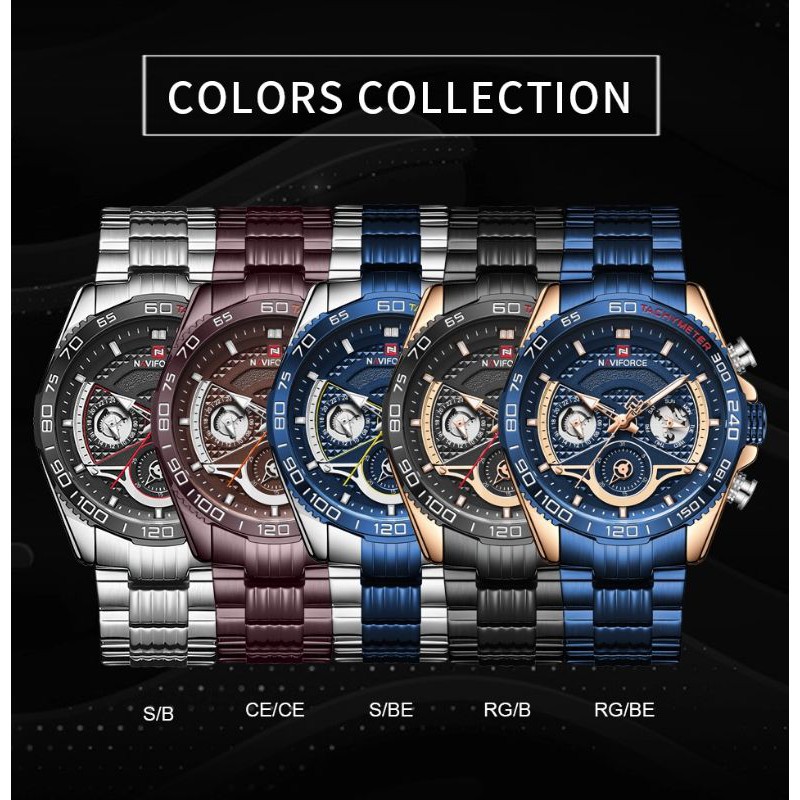 JAM TANGAN NAVIFORCE PRIA SPORT MEWAH NF-9185 S/BE