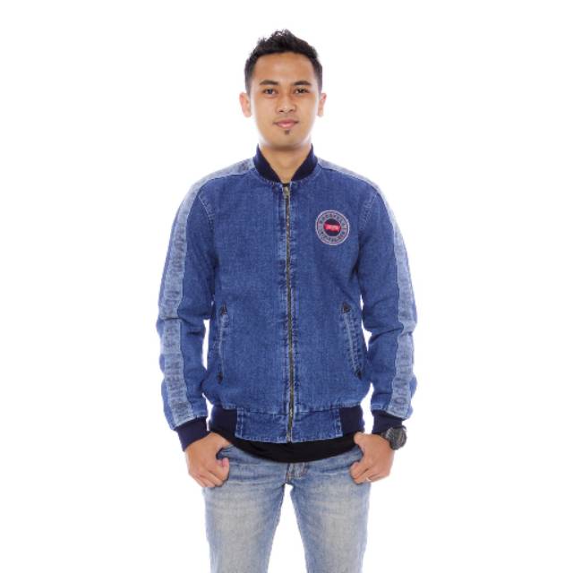 Jaket jeans rocavela strip jaket jeans model bomber