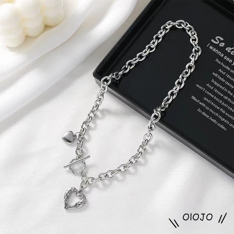 Ins Hollow Out Kalung Cinta Rantai Klavikula Angin Dingin Hip Hop Liontin Aksesoris Fashion - ol