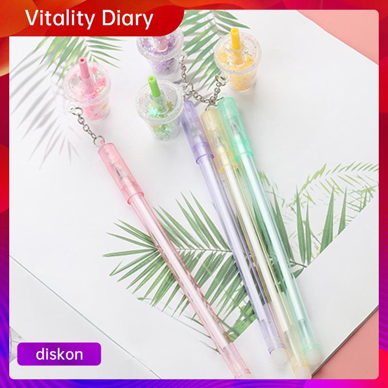 

【COD❤️】0.5mm Kreatif Susu Cangkir Teh Liontin Gel Pena Lucu Payet Mahasiswa Tanda Tangan Pena VDY