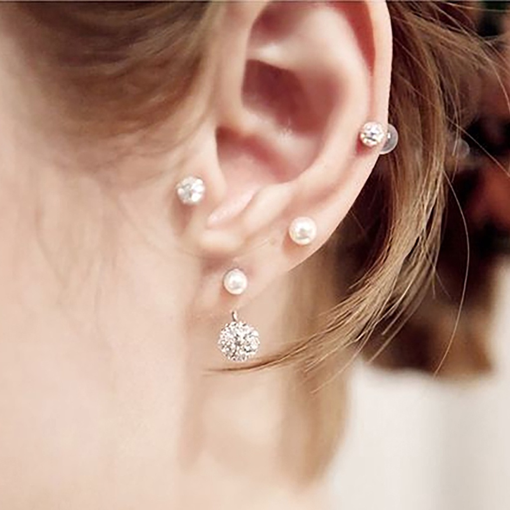 Hu Hu Hu Hu Hu Alat Bantu Pasang Kacamata♡ 1 Pasang Anting Stud Mutiara Imitasi Bahan Alloy Untuk Wanita