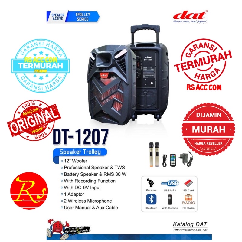 Speaker Aktif 12 Inch Portable DAT DT 1207 12 Inchi Original
