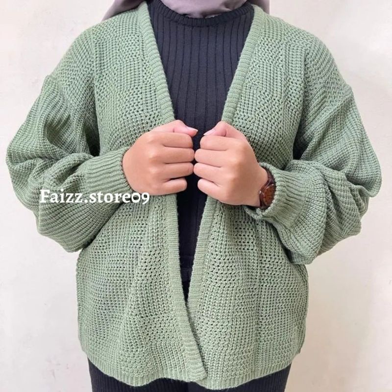 Cardigan Rajut OVERSIZE CROP CORAK KOTAK/Cardigan Rajut Wanita Tebal PREMIUM STORE09 MURAH