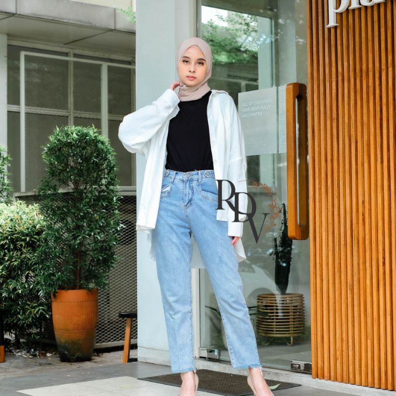 ABBEY SHIRT KEMEJA LINEN OVERSIZE WANITA BASIC DAILY