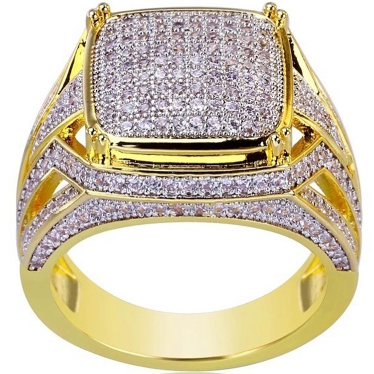 Cincin Pria Lapis Emas Bentuk Bintang Aksen Berlian Korea Style Untuk Cincin Titanium Pria Anti Karat Asli Cincin Emas