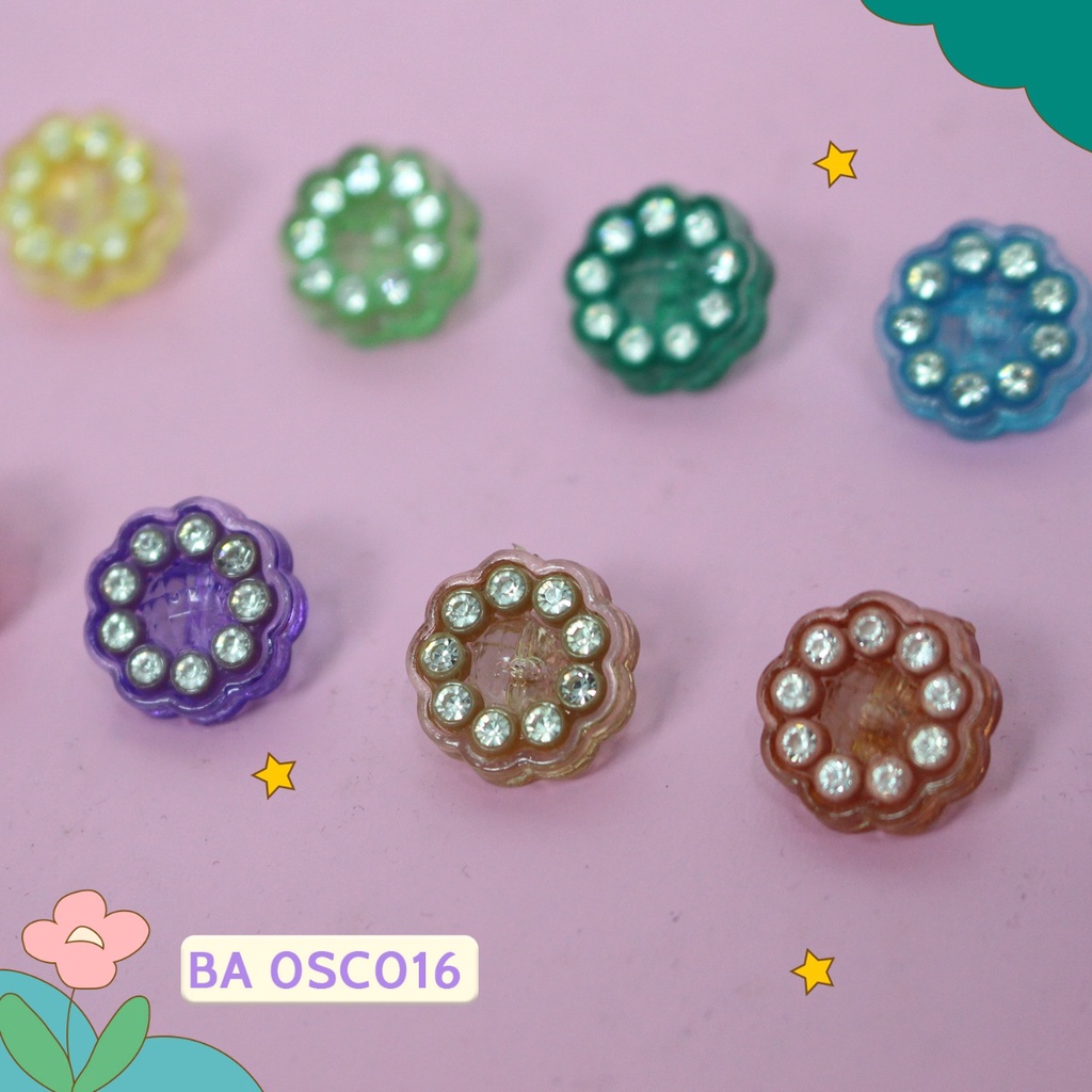 Kancing Akrilik Model Bunga Permata 12mm