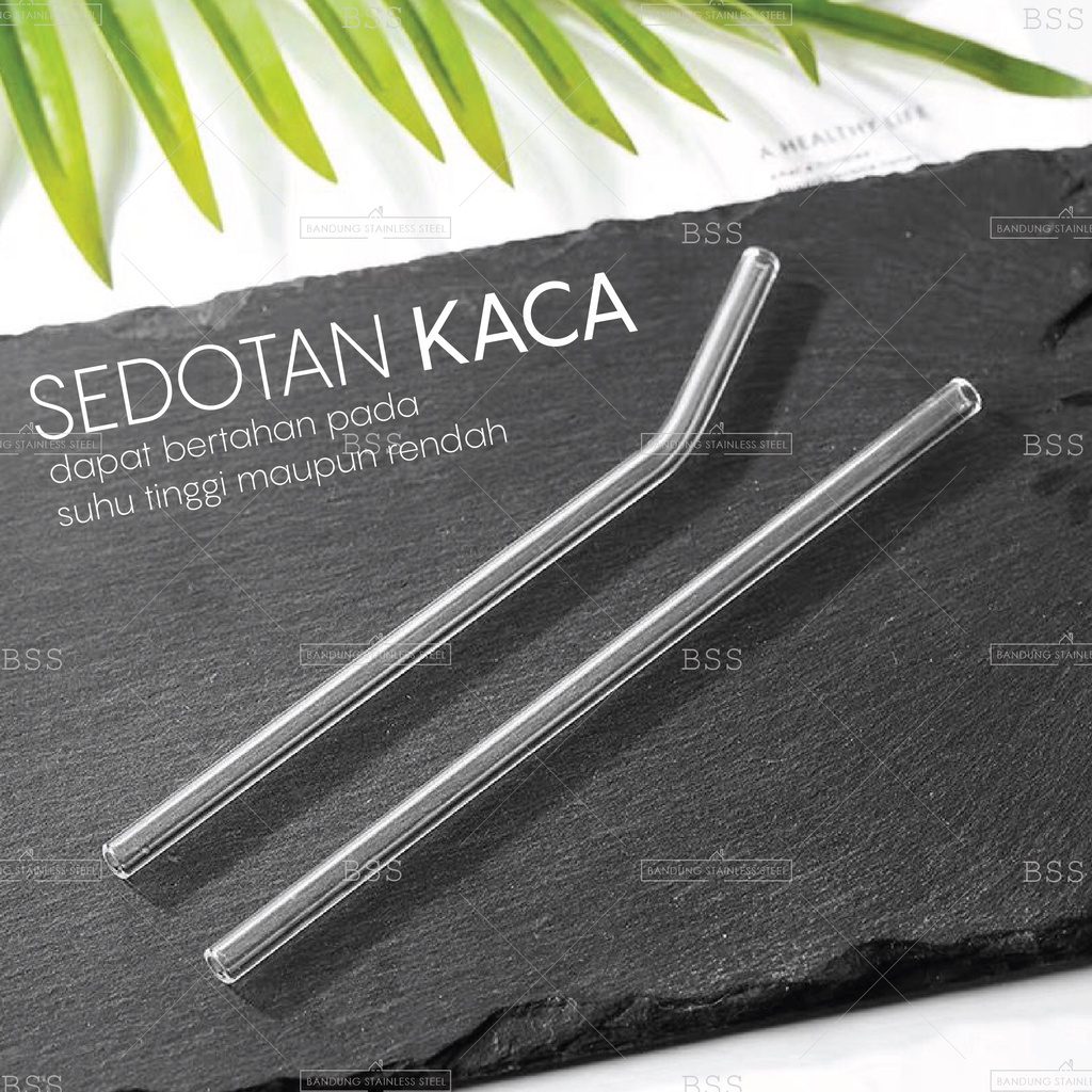Sedotan Kaca Borosilicate Lurus Bengkok Smoothies Bening Transparan Pyrex Reusable Eco Friendly