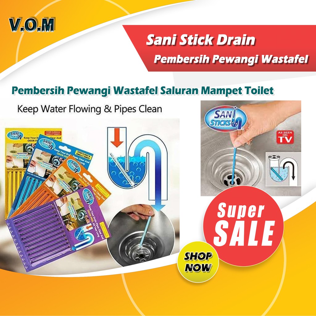 VOM Sani Stick Drain Pembersih Pewangi Wastafel Saluran Mampet Toilet 0627