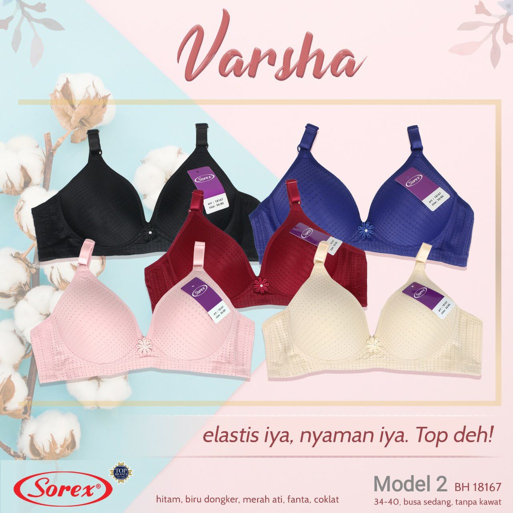 gof BH SOREX BRA Tanpa Kawat Busa Sedang Daleman Wanita Ukuran 34-40 100% Original - Sorex1