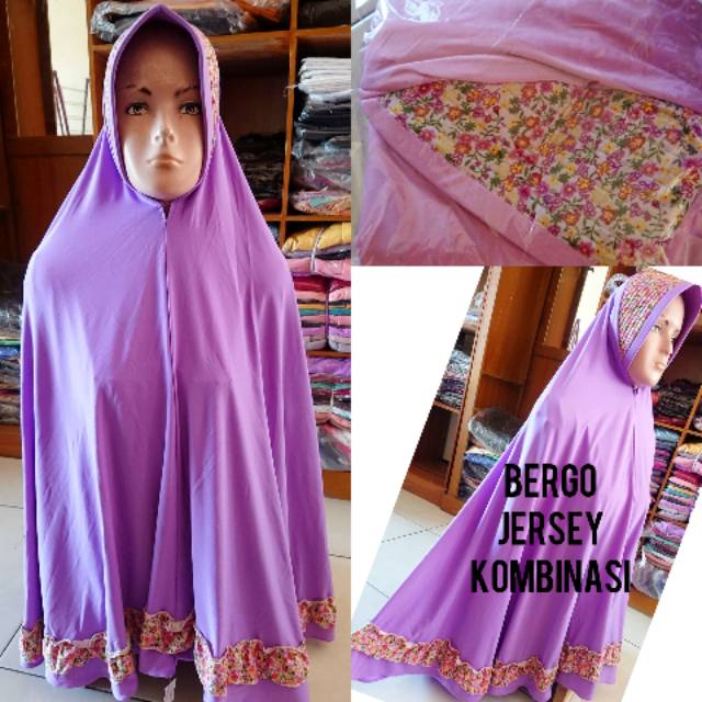 Jilbab hijab kerudung instan bergo pet jersey list motif bunga jumbo syar'i murah termurah