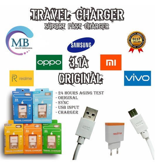 Travel charger Cashan adapter 3.1A brand oppo vivo samsungg xiaomi realme all type MB184