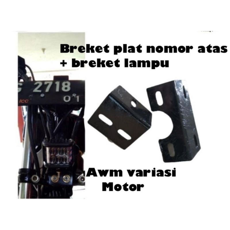 breket dudukan lampu led sorot tembak dan plat nomor rx king atas