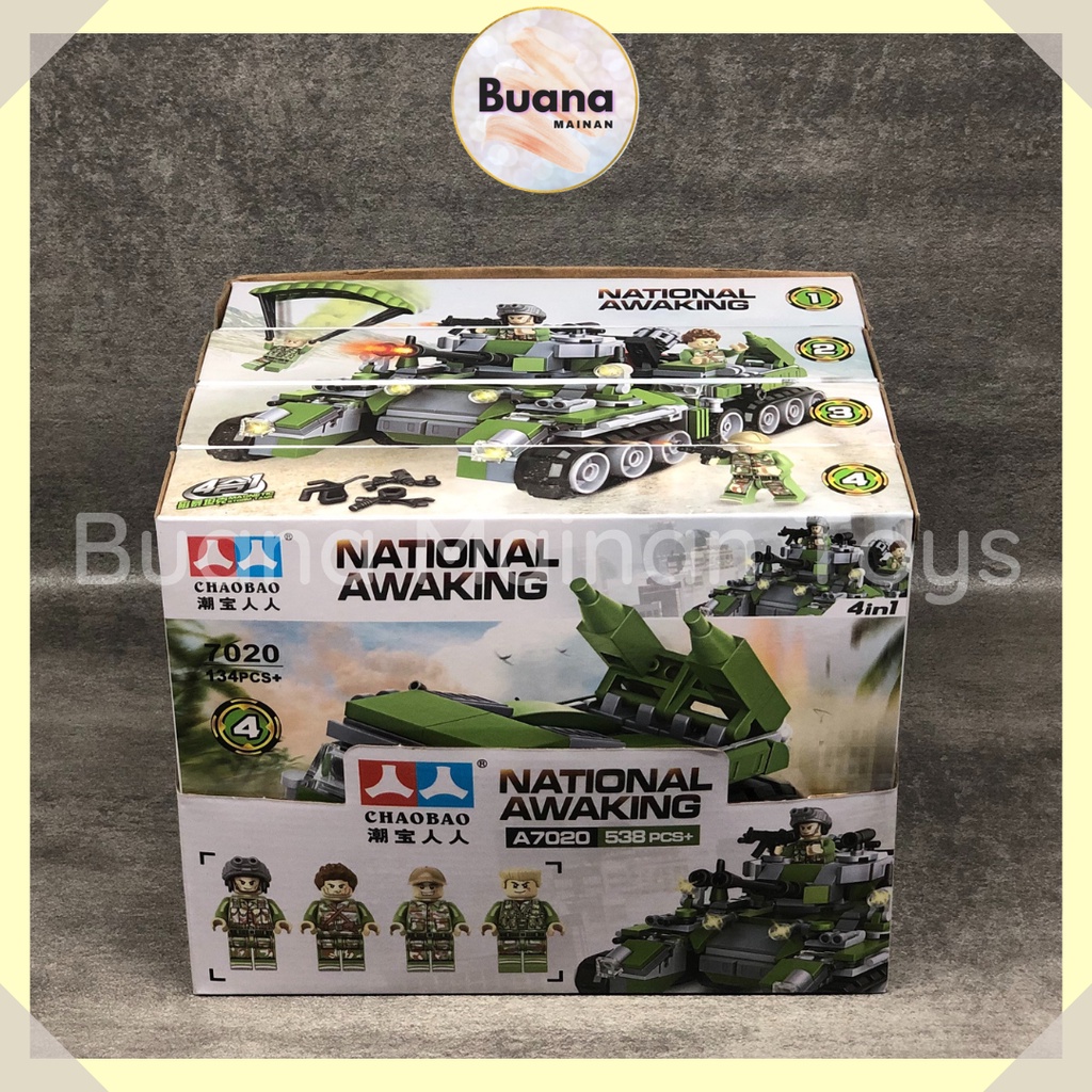 BRICKS CHAOBAO NATIONAL AWAKENING COMBINE SET 4IN1 MAINAN EDUKASI ANAK COWO TANK BRICK BLOCK TENTARA PERANG 7020