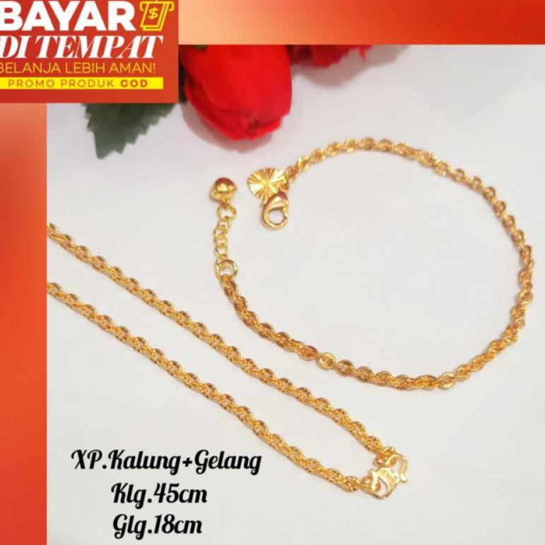 BMU.28Jl22ĸ– TITANIUM Gelang & Kalung *TITANIUM* rantai Nori ukir logam emas tidak karat tidak luntu