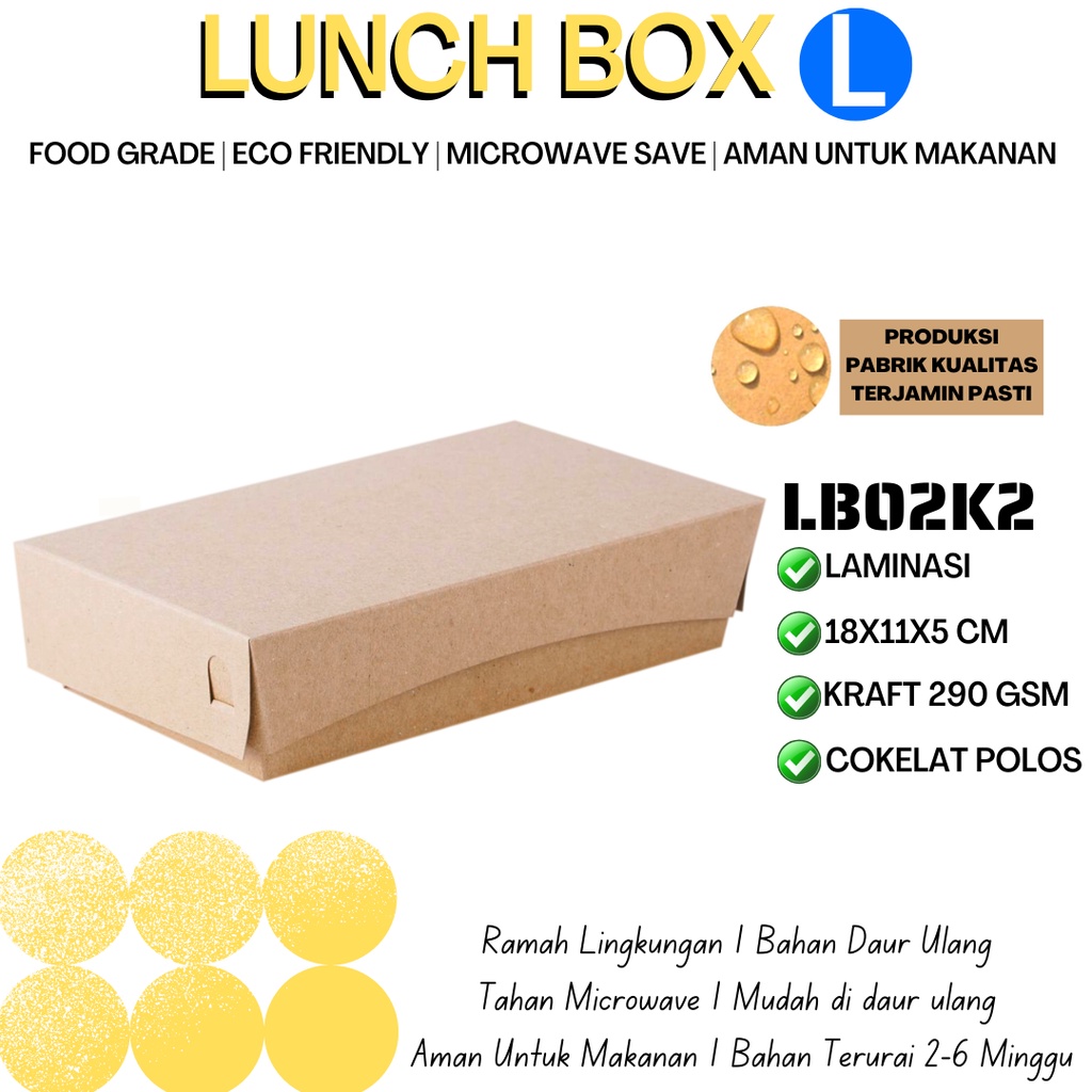 Paper Lunch Box Large Bahan 290 Gsm (LB2K2-Laminasi)