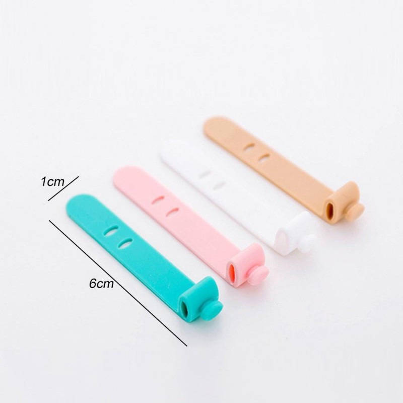 4pcs Klip Pengikat Kabel Data / Charger / Earphone Bahan Silikon