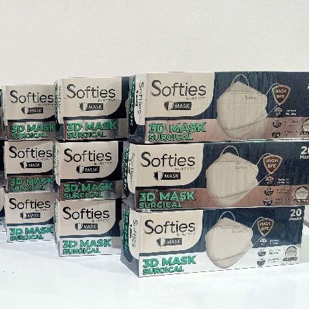 Masker Softies 3D KF94 4 lapis filter 4ply medis Surgical face mask putih 20pc KF 94 isi 20 polos