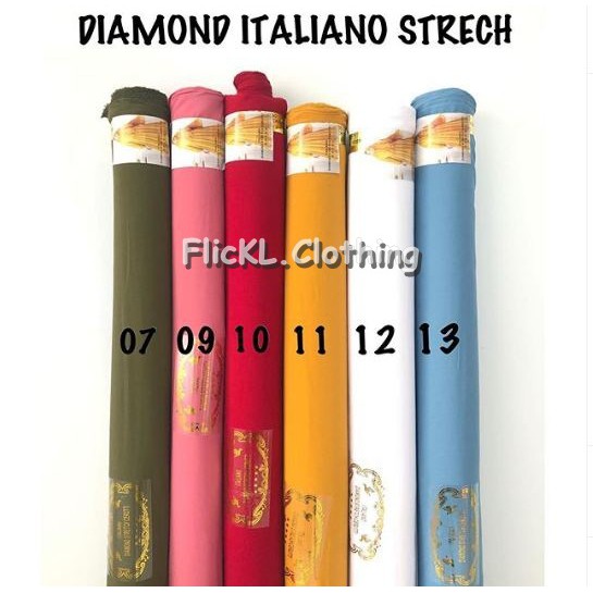 Bahan Kain Diamond Italiano Stretch Jilbab Hijab Pashmina Gamis Muslim Rollan