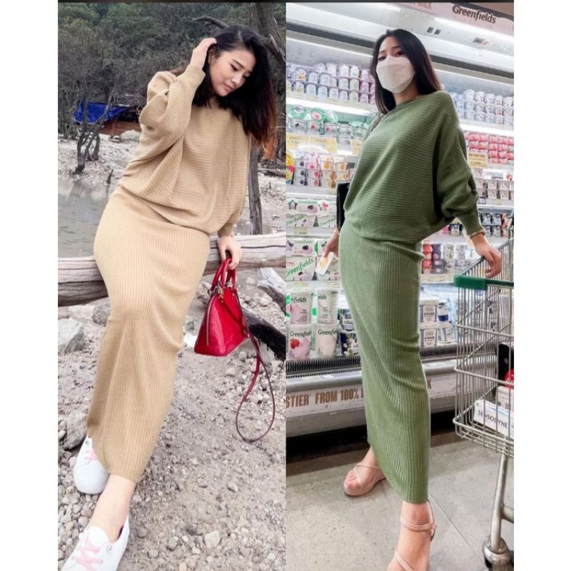 BISA COD] Rok Span Rajut Premium BB 30-80 Kg | Rok Span Rajut Maxi Wanita Size L - XL di