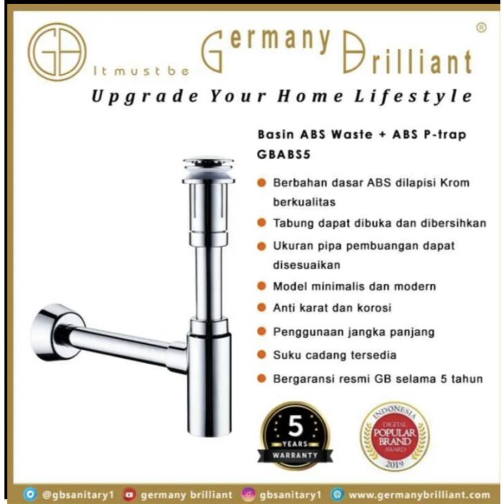 Jual Germany Brilliant Gbabs Afur Sifon Warna Chrome Shopee Indonesia