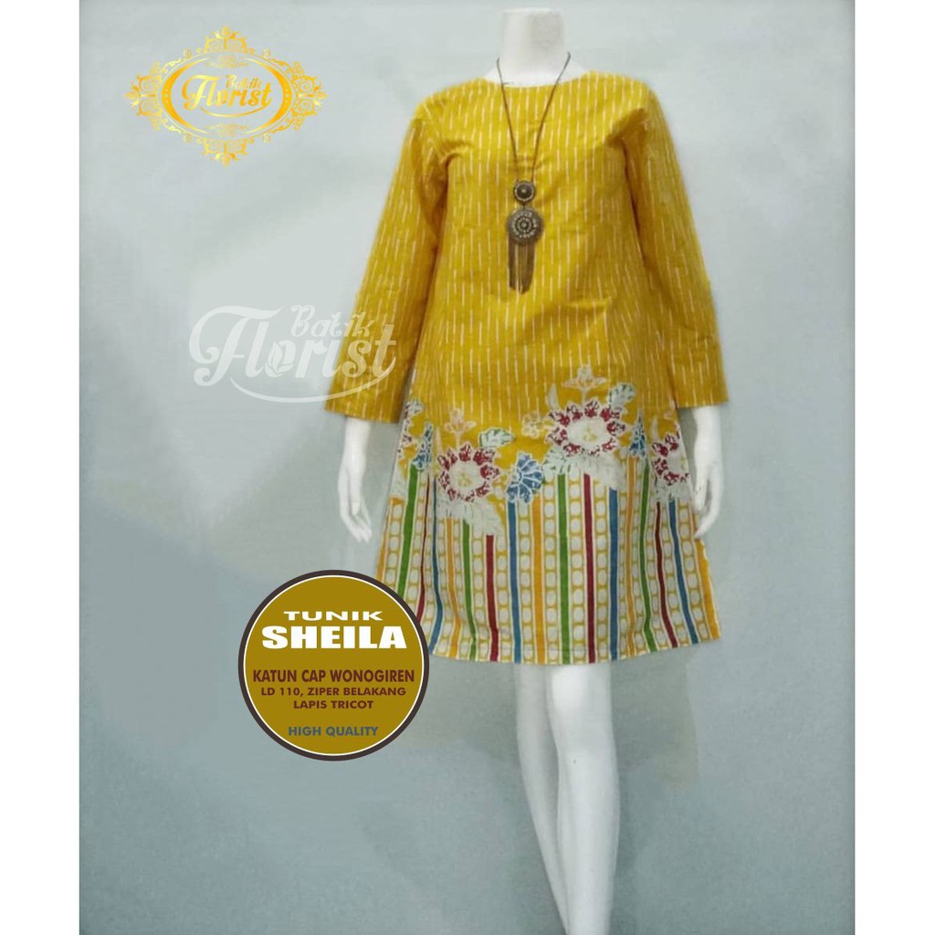 Batik Wanita Tunik Sheila Bahan Katun Cap Wonogiren By Batik Florist