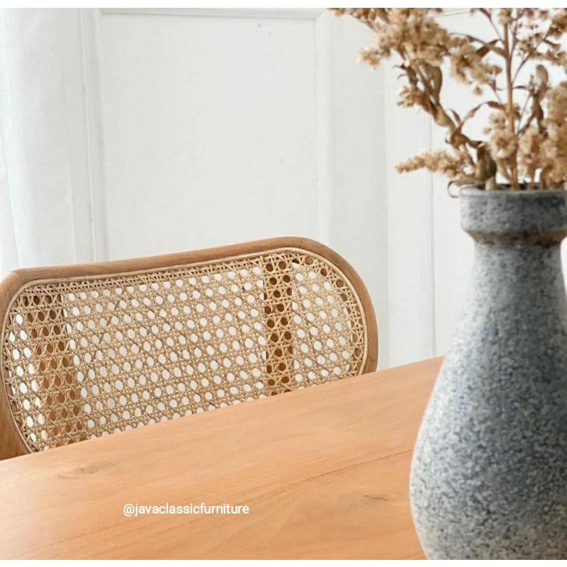 1 SET KURSI MEJA TEMPAT MAKAN UKURAN 120x80x70 ROTAN VINTAGE MINIMALIS DINNING CHAIR CAFE RESTORAN RESTO BAHAN KAYU JATI MODEL VINTAGE  RETRO FURNITURE JEPARA-2