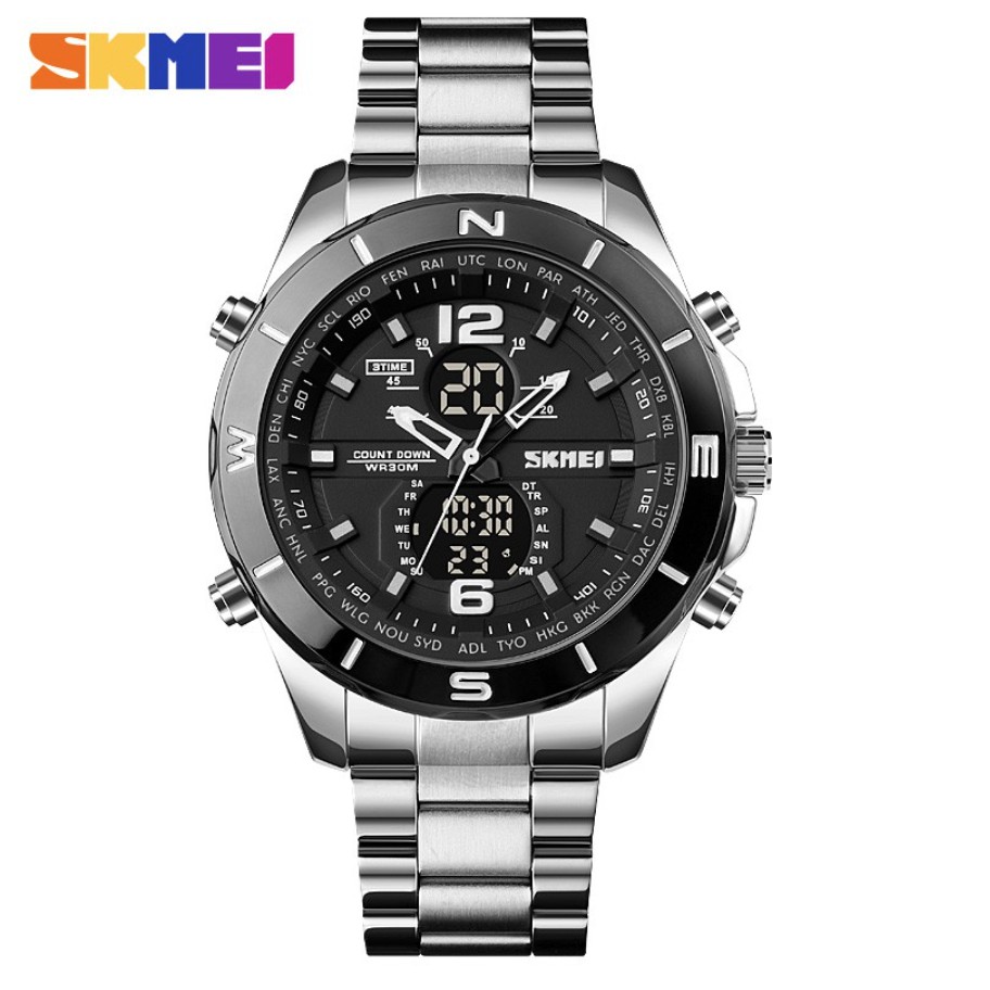 Jam Tangan Pria SKMEI 1670 Stainless Steel Analog Digital SKMEI Original