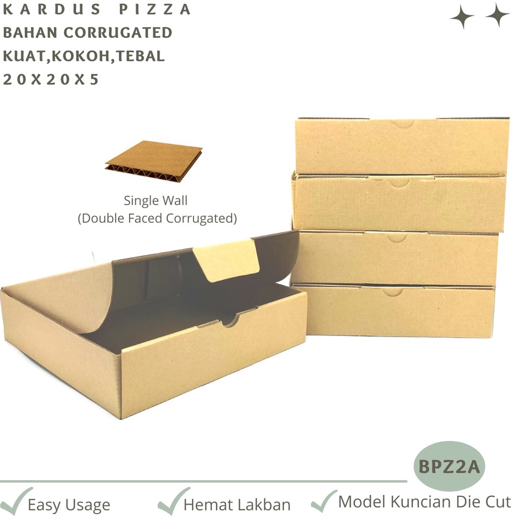 Kardus Pizza Dus Pizza 20X20X5  Corrugated Die Cut E-flute (BPZ2A)