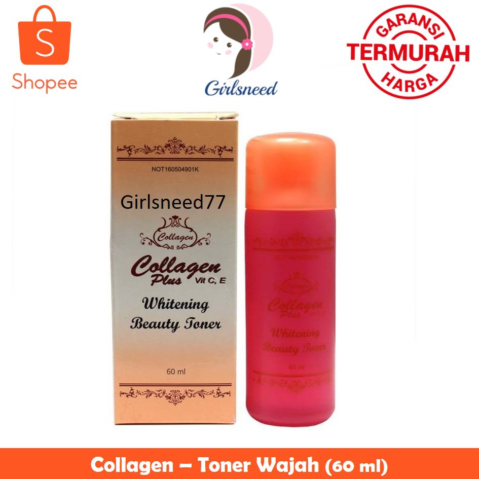 Collagen Facial Toner plus Vit E 60 ml - Toner Kolagen Import Pemutih dan Pencerah Wajah