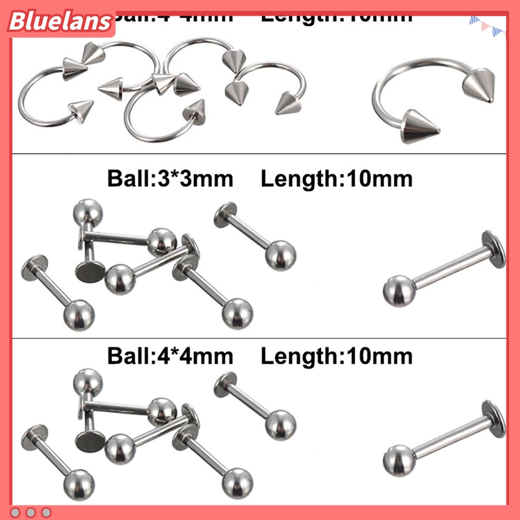 15 / 60 / 85 Pcs Cincin Tindik Tubuh Bahan Stainless Steel 316L