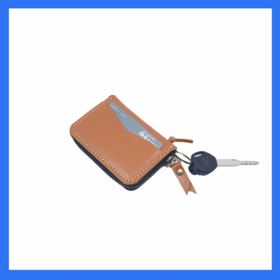 Dompet kartu pria wanita kulit asli dompet STNK gantungan kunci