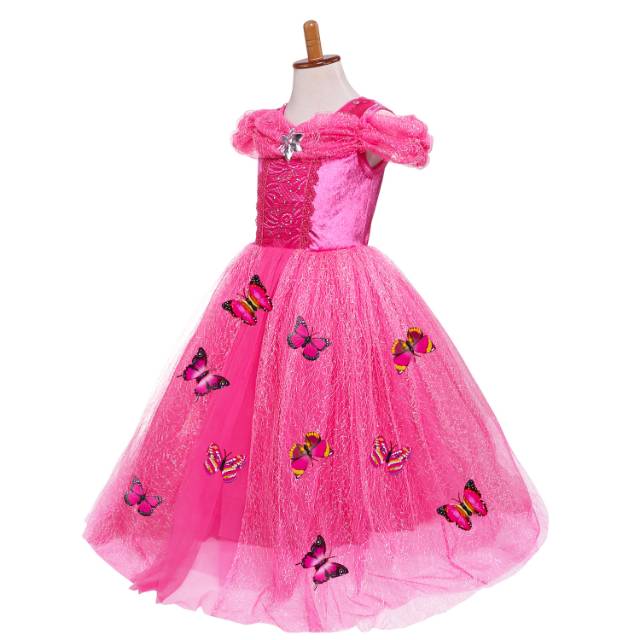 GA2672 PREMIUM BUTTERFLY PINK / DRESS PRINCESS ANAK PEREMPUAN PINK / GAUN PESTA ULANG TAHUN MURAH