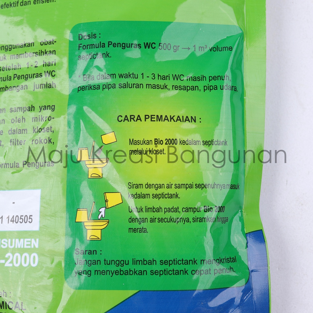 BIO 2000 Obat Formula Penguras WC Anti Sumbat Mampet Kloset Toilet Septic Tank 500 Gram BIO2000 500gr 500g