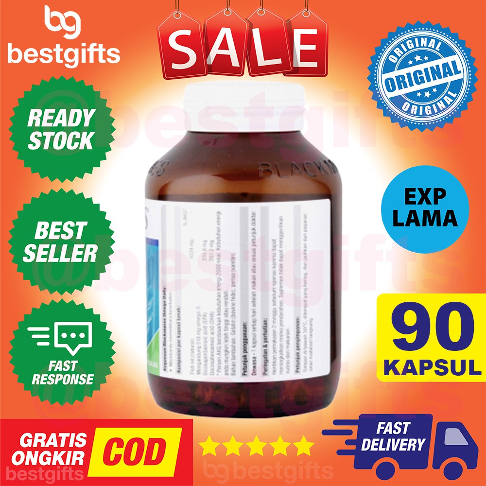 BLACKMORES OMEGA DAILY 3 6 9 SALMON FISH OIL MINYAK IKAN KALBE - 90 CAPSULES KAPSUL