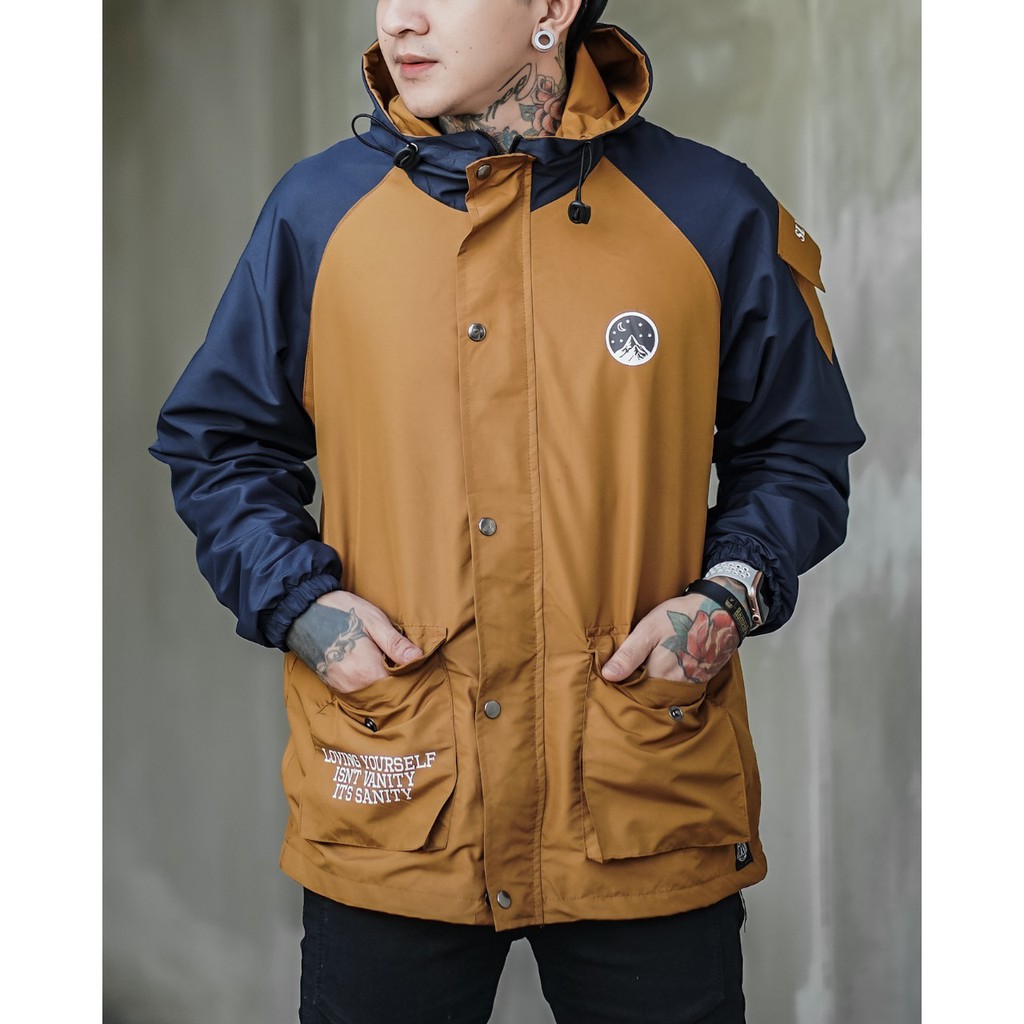 Jaket Casual Mustard Navy Jaket Parasut Pria Jaket Outdoor Salviohexia