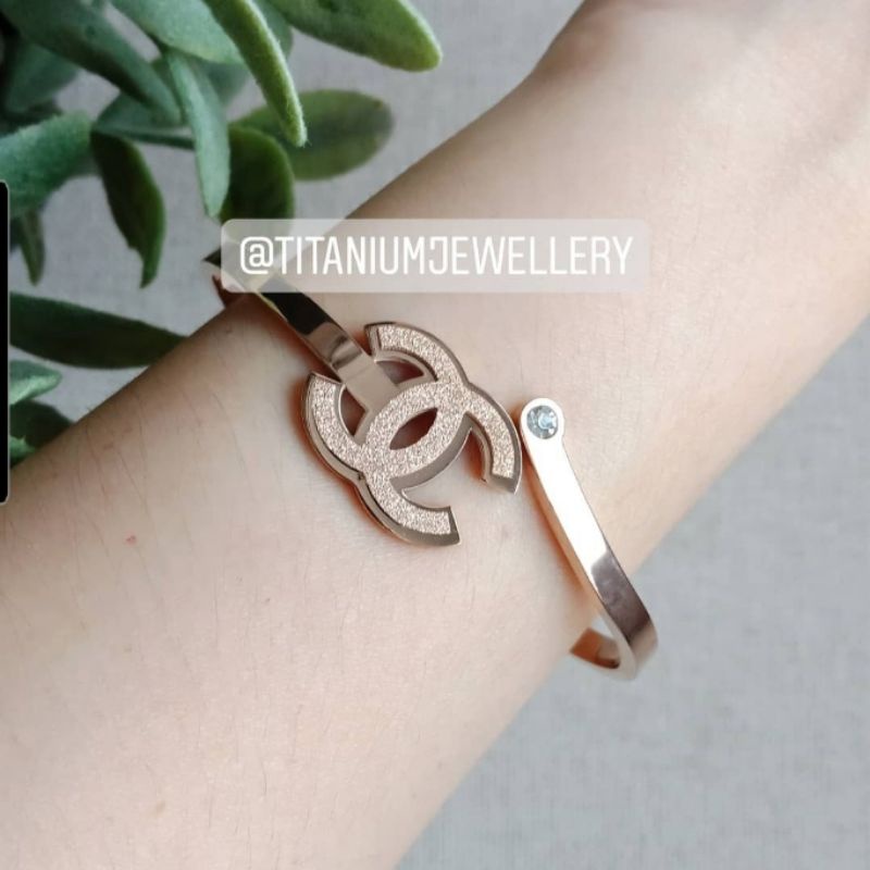 Gelang Titanium asli Rosegold Channel Bracelet Stainless Steel Ori Premium Quality Gt881