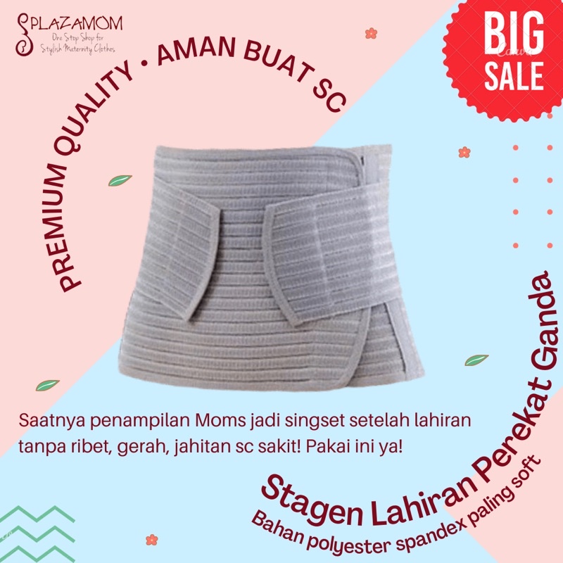 Stagen korset lahiran melahirkan nifas corset perut model perekat ganda bahan katun bambu bamboo kualitas premium aman buat SC jahitan caesar sesar tidak sakit nyaman anti gatal dingin menyerap keringat praktis dipakai buat penampilan singset